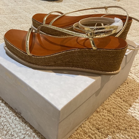 Jimmy Choo *NEVER WORN IN BOX* Drive Metallic Wedge Espadrille Sandals